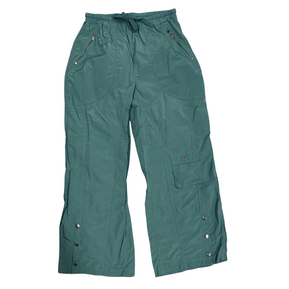 Free People Movement Stadium Pant Large Green Swishy Wide Leg Hi Waisted Cargo